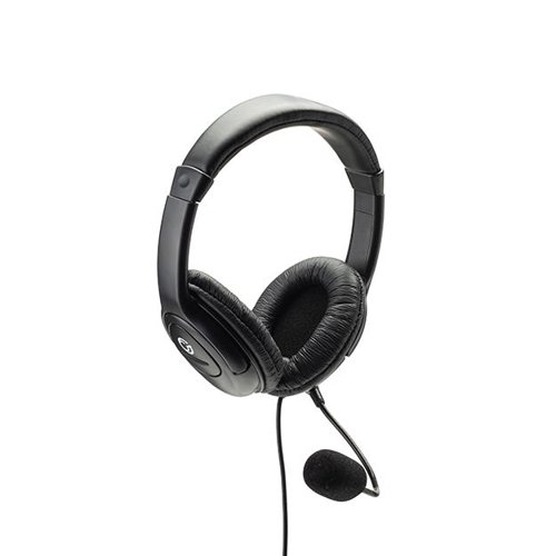 HP512 Stereo PC On-Ear Headset with Boom Mic and Volume Control - Black 24-1512