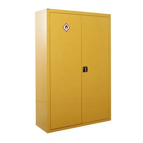 Slingsby Express Flammable Hazardous Substance Storage Cabinet With 3 Shelves COSHH 75Kg Capacity H1800 x W1200 x D460mm Yellow - 314292