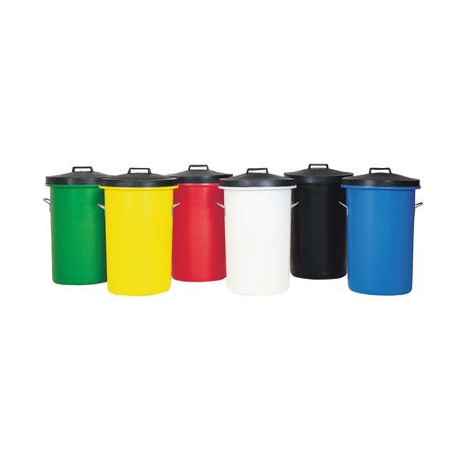 Heavy Duty Coloured Dustbin 85 Litre Black (2 handles on base and 1 on lid for easy handling) 311961