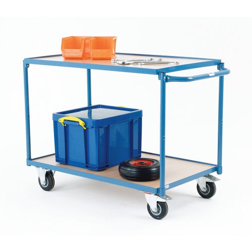 Fetra laminated wood shelf workshop trolleys with two shelves