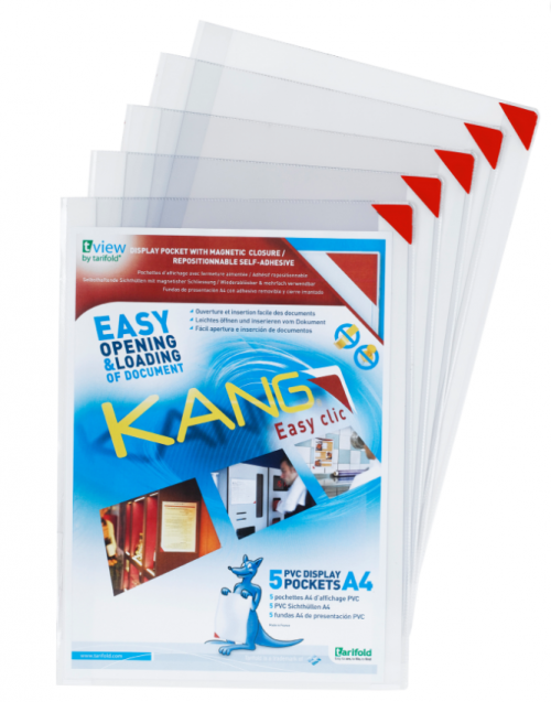 Tarifold A4 Self Adhesive Magnetic Closure Pockets PK5