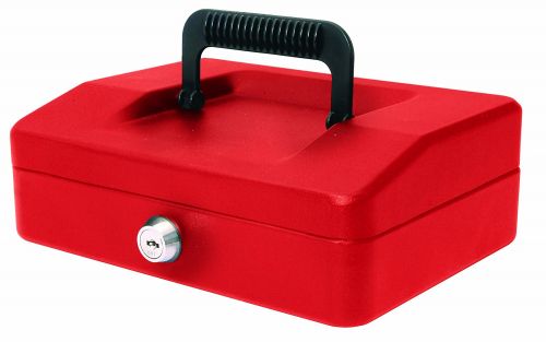 Helix 20cm Sloping Lid Cash Box Red