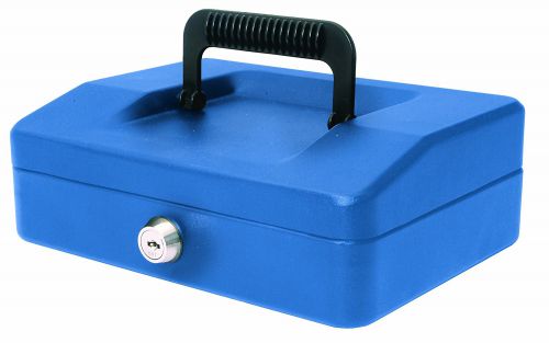 Helix 20cm Sloping Lid Cash Box Blue