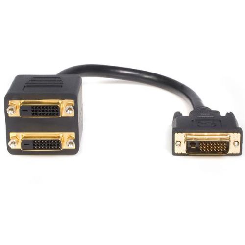 Connect two DVI-D displays simultaneously to a single DVI-D video source.The DVISPL1DD 1ft DVI-D Splitter Cable lets you connect two DVI-D displays, or projectors to a single DVI-D digital video output port on your computer.Backed by StarTech.com’s lifetime warranty, the DVISPL1DD is a reliable and cost-effective solution for dual DVI monitor configurations.