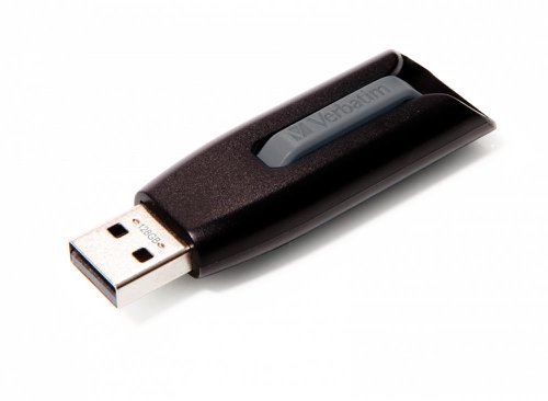 The super-fast Verbatim Store 'n' Go V3 USB Flash Drive offers the latest USB 3.0 technology. It's up to 10x faster than USB 2.0, so even very large files can be transferred much more quickly. The clever push/pull mechanism helps to protect the USB connector when not in use. This drive contains 16GB of storage for documents, video, photos and more.