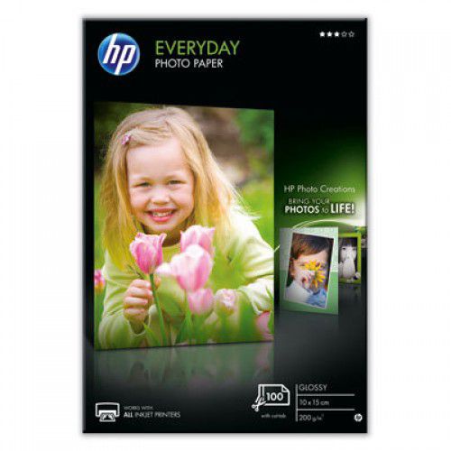 HP (10x15Cm) Everyday Glossy Photo Paper 200gsm (White) 1 x Pack Of 100 Sheets