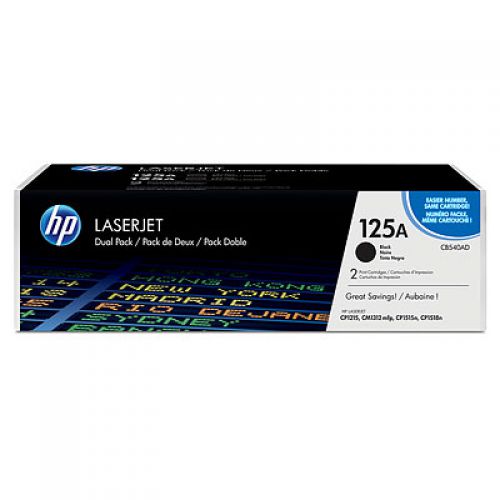 HP 125A Black Standard Capacity Toner 2.2K pages Twinpack for HP Color LaserJet CM1312/CP1215/CP1514/CP1515/CP1518 - CB540AD