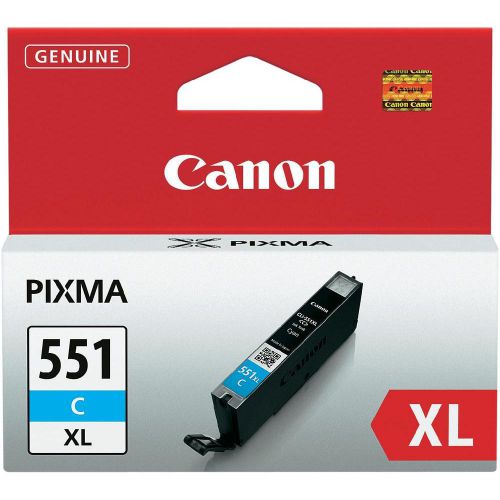 CACLI551XLC | Genuine Canon inks bring out the best in your Canon printer, so you are always assured of exceptional results. Canon inks will keep your Canon printer going at peak performance.This high yield cyan ink provides up to 2x more prints than the standard equivalent. The ChromaLife100+ system cyan ink is used for printing documents and photos. This 11ml ink tank allows you to print up to 665 pages of A4 documents at ISO/IEC 29102 standard.
