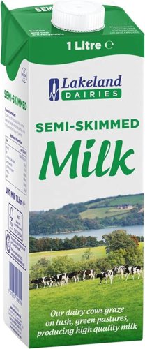 Lakeland UHT Semi Skimmed Milk 1L (Pack 12) - 0499135