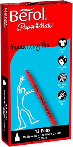 604007 | Berol Handwriting Pen comes with a hard wearing plastic tip which has a slight resistance to paper giving more controlled letter formation. It also helps young children who are learning to write.