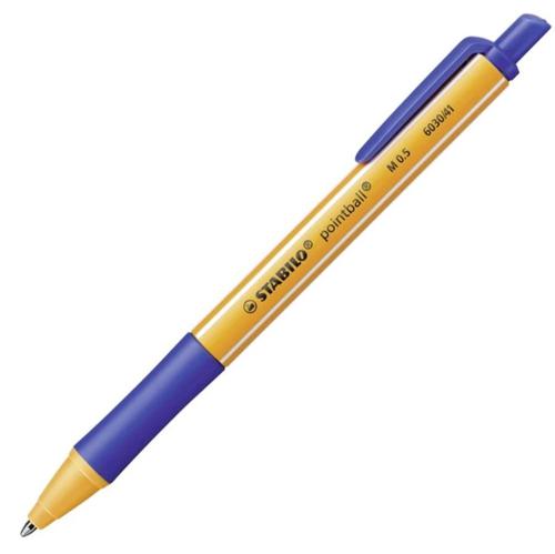 STABILO pointball Retractable Ballpoint Pen Recycled 0.5mm Line Blue (Pack 10)