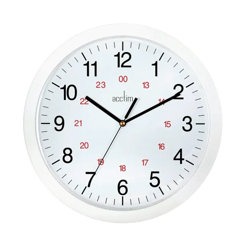 Acctim Metro Quartz 24 Hour Wall Clock 300mm Diameter White - 21162