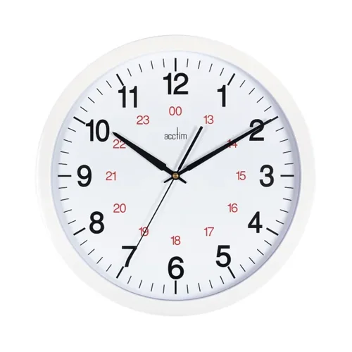 Acctim Metro Quartz 24 Hour Wall Clock 355mm Diameter White - 21202