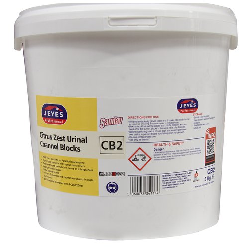 Jeyes Professional Sanilav Urinal Channel Blocks 3kg Citrus Zest - 1009054