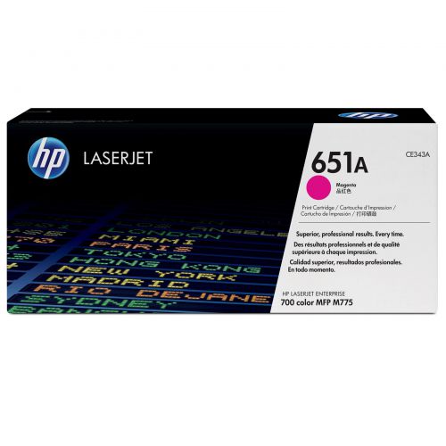 HP 651A Magenta Standard Capacity Toner 16K pages for HP LaserJet Enterprise M775 - CE343A