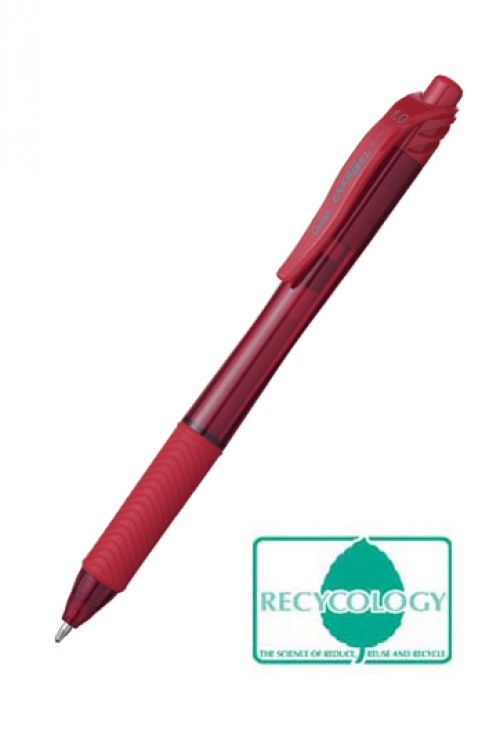 Pentel Energel X Gel Retractable Gel Rollerball Pen 1.0mm Tip 0.5mm Line Red (Pack 12)