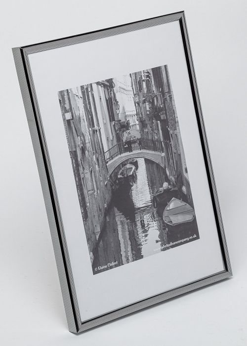 A4 Certificate Frame Blk Pinstripe Silvr Plastic PACFA4B-SIL