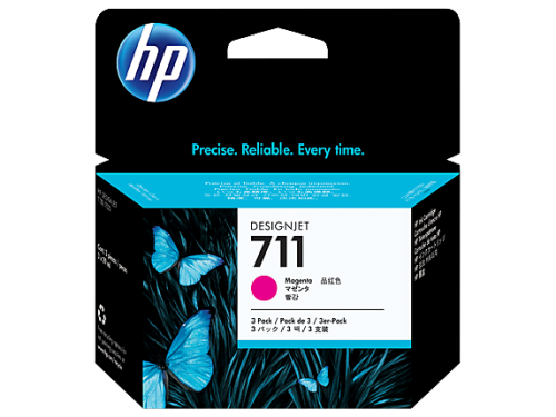 HP 711 Magenta Standard Capacity Ink Cartridge Multipack 3 x 29 ml (Pack 3) - CZ135A