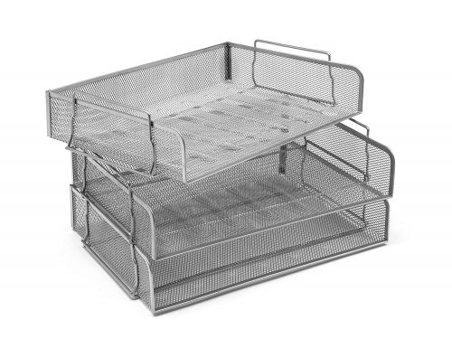 Osco Mesh Letter Tray Stackable Side Load Lscape A4 (Silver)