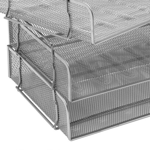 Osco Mesh Letter Tray Stackable Side Load Lscape A4 (Silver)