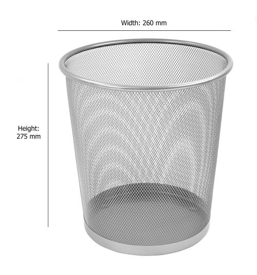 Osco Mesh Waste Bin Lightweight Sturdy Scratch Resist (Silver)