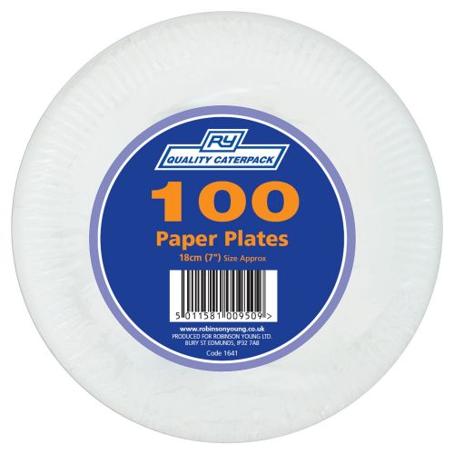 Paper Plates Disposable 180mm (7 inch) [Pack 100]