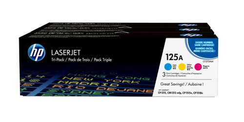 HP 125A Multipack Standard Capacity Toner 3x 1.4K pages for HP Color LaserJet CM1312/CP1215/CP1514/CP1515/CP1518 - CF373AM