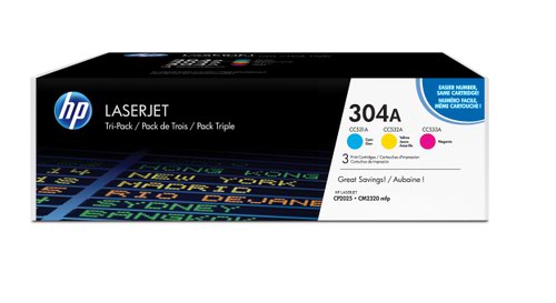 HP 304A Multipack Standard Capacity Toner 3x 2.8K pages for HP Color LaserJet CM2320/CP2025 - CF372AM