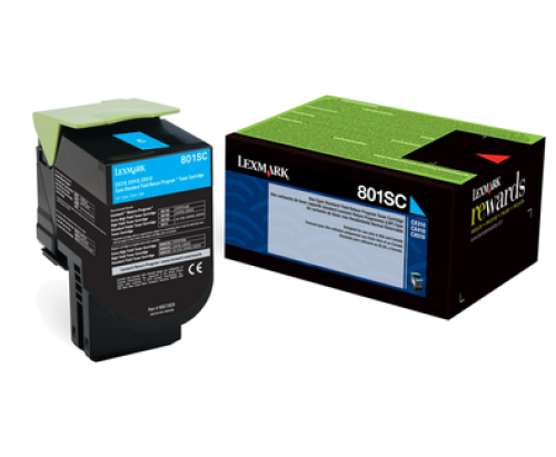 Lexmark 802SC Cyan Toner Cartridge 2K pages - 80C2SC0