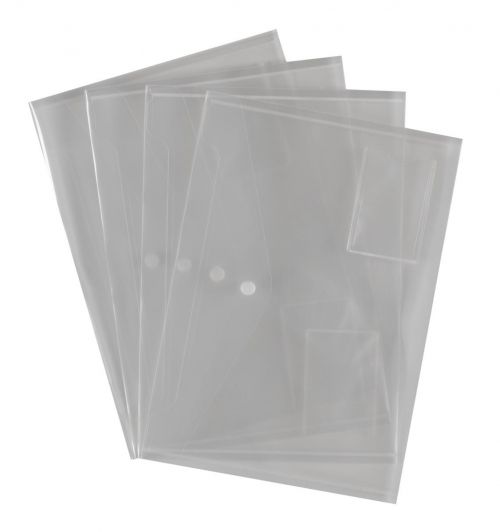 18519HA - ValueX Popper Wallet Polypropylene A4+ Clear (Pack 5) - 881200/1