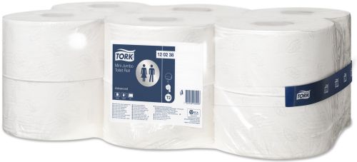 Tork T2 Mini Jumbo Toilet Roll 2 Ply Advanced White (Pack 12) - 120238