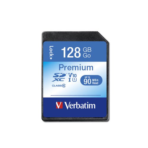 Verbatim Premium SDXC Memory Card Class 10 UHS-I U1 128GB 44025 | VM44025 | Verbatim