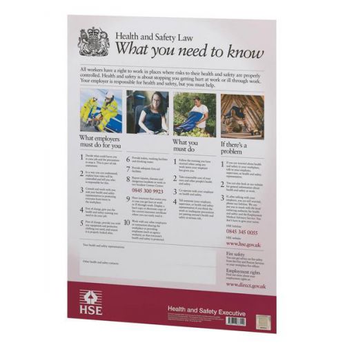 Health Safety & Environment Health & Safety Law Poster  A3 - S3016