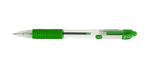 Zebra Z-Grip Retractable Ballpoint 1.0mm Tip Green (Pack 12)