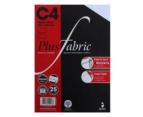 Plus Fabric C4 120gsm Peel and Seal Envelope White PK25