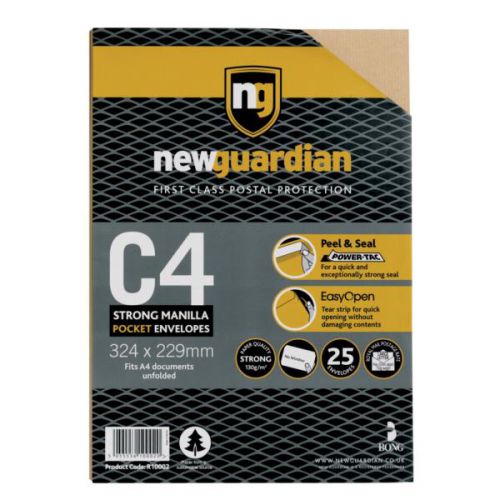 New Guardian Heavywght Pocket Peel and Seal Manilla C4 PK25