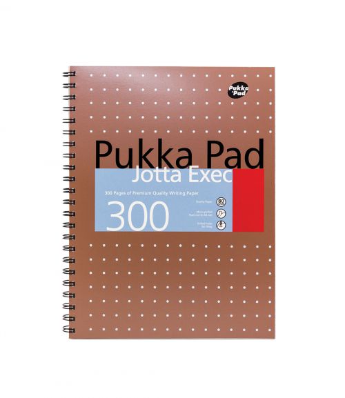 Pukka Pad Jotta Exec A4 Wirebound Card Cover Notebook Ruled 300 Pages Metallic Copper (Pack 3)