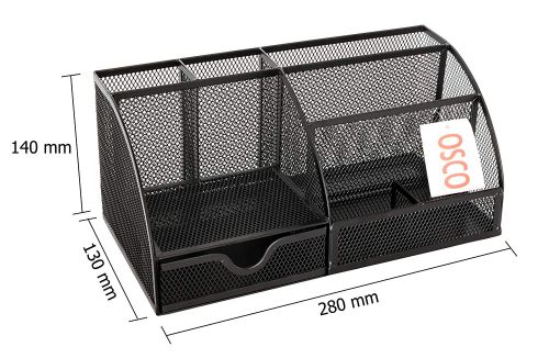 Osco Mesh Large Desk Organiser Scratch Resistant (Black)