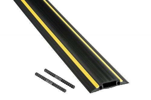 D-Line 1.8m Linkable Floor Cable Cover 83mm Wide with Connectors Black/Yellow FC83H