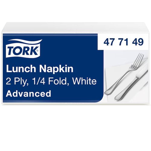 Tork Lunch Napkin 2-Ply 4 Fold 320x320mm Unfolded White (Pack 200) - 477149