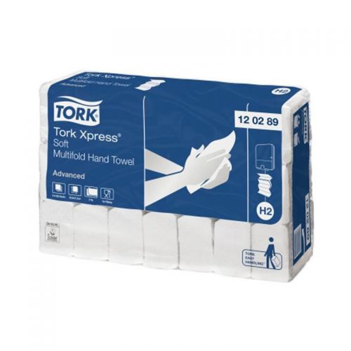Tork 120289 Xpress H2 Soft M/Fold Hand Towel 2-Ply White 180 Sheets 210x255mm [Pack 21](3780 Sheets)
