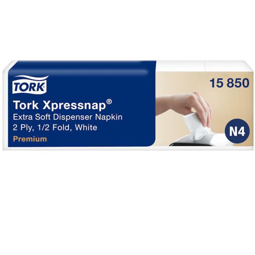 Tork Xpressnap N4 2-Ply Dispenser Napkins Extra Soft 2 Fold White (Pack 1000) - 15850