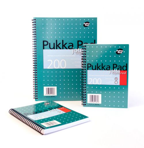 Pukka Pads Metallic Jotta Notepad Wirebound A4 5mm Squared 4 Hole Punched 200 Perforated Pages Green (Pack 3) - JM018SQ 26718PK Buy online at Office 5Star or contact us Tel 01594 810081 for assistance