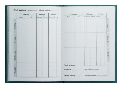 Collins Mileage Record Book 64 Pages 148x105mm Green Ref MRB1  4076478