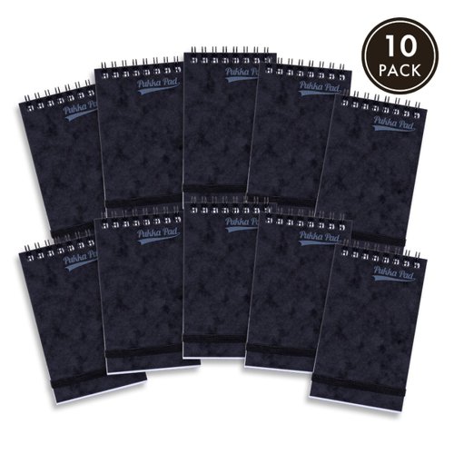 Pukka Pads Pressboard Minor Pad A7 76 x 127mm Wirebound Topbound 120 Pages Feint Ruled Paper Black (Pack 10)  - 7275-PRS