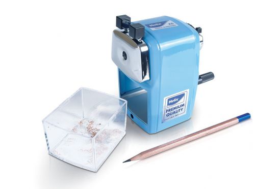 Helix Desktop 1-Hole Pencil Sharpener with Handle (Blue)