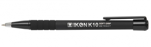 Langstane K10 Softgrip Retractable Ball Pen Black [Pack 12]