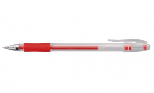 ValueX Gel Stick Pen Rubber Grip Rollerball Pen 0.5mm Line Red (Pack 10) - K2-02