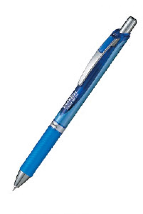 Pentel Energel XM Retractable Gel Rollerball Pen 0.5mm Tip 0.25mm Line Blue (Pack 12)