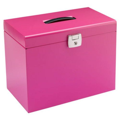 Cathedral Value A4 Metal File Box with 5 Suspension Files and 2 Keys Pink A4PK